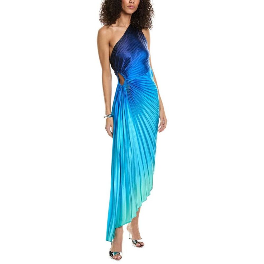 Dress Forum Radiance Ombre Asymmetrical Pleated Maxi Dress